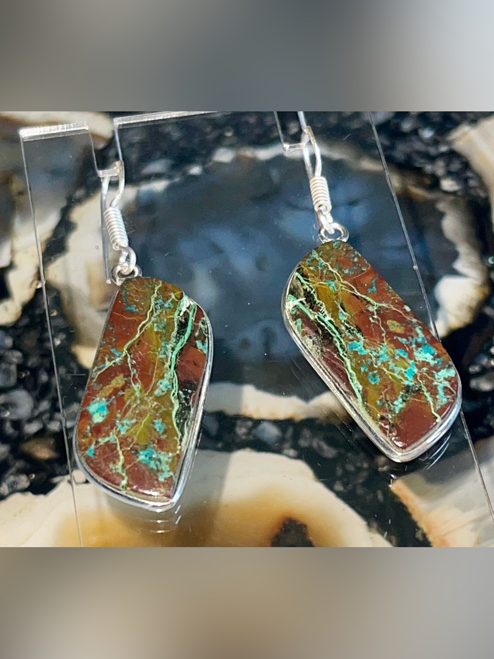 Chrysocolla Earrings- Stone of Empowerment 2”